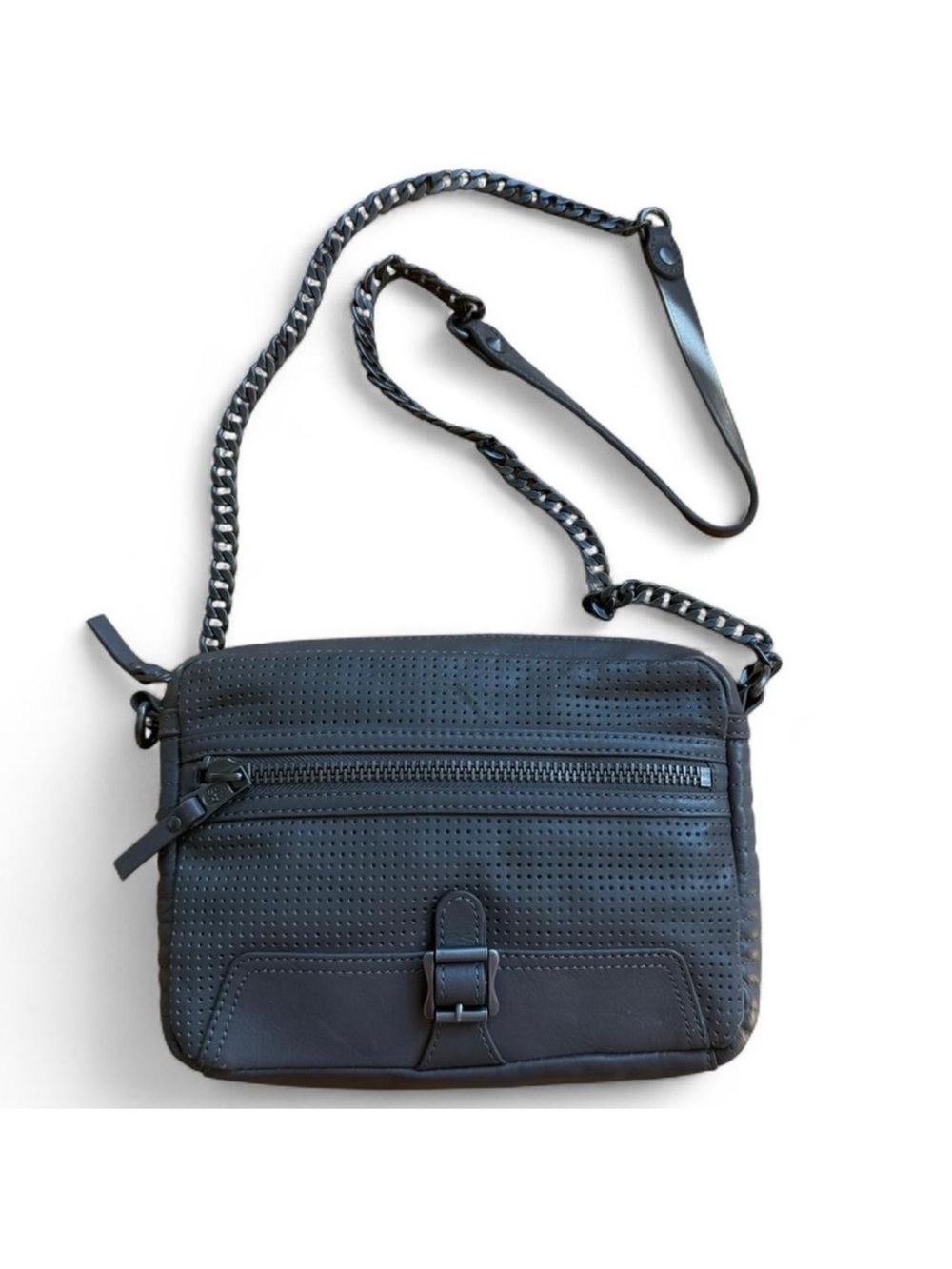 Ash Bags Ash Perforated Leather Chain Strap Riley Crossbody Bag Purse
